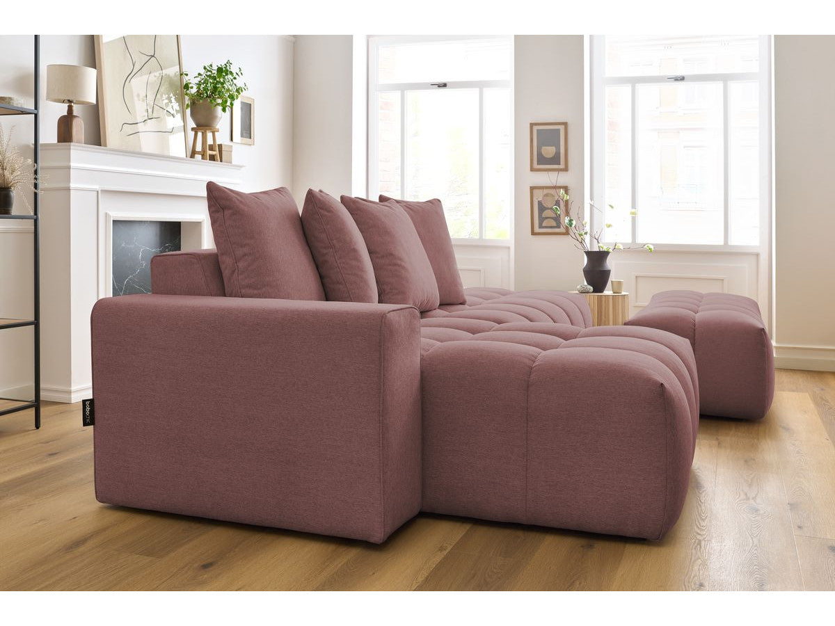 Canapé d'angle fixe MONT-BLANC tissu avec pouf
