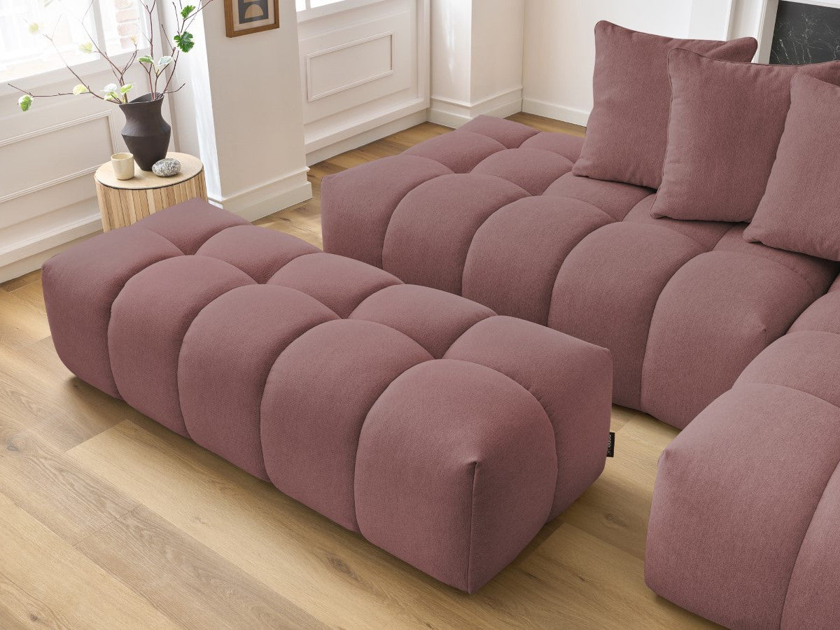 Canapé d'angle fixe MONT-BLANC tissu avec pouf