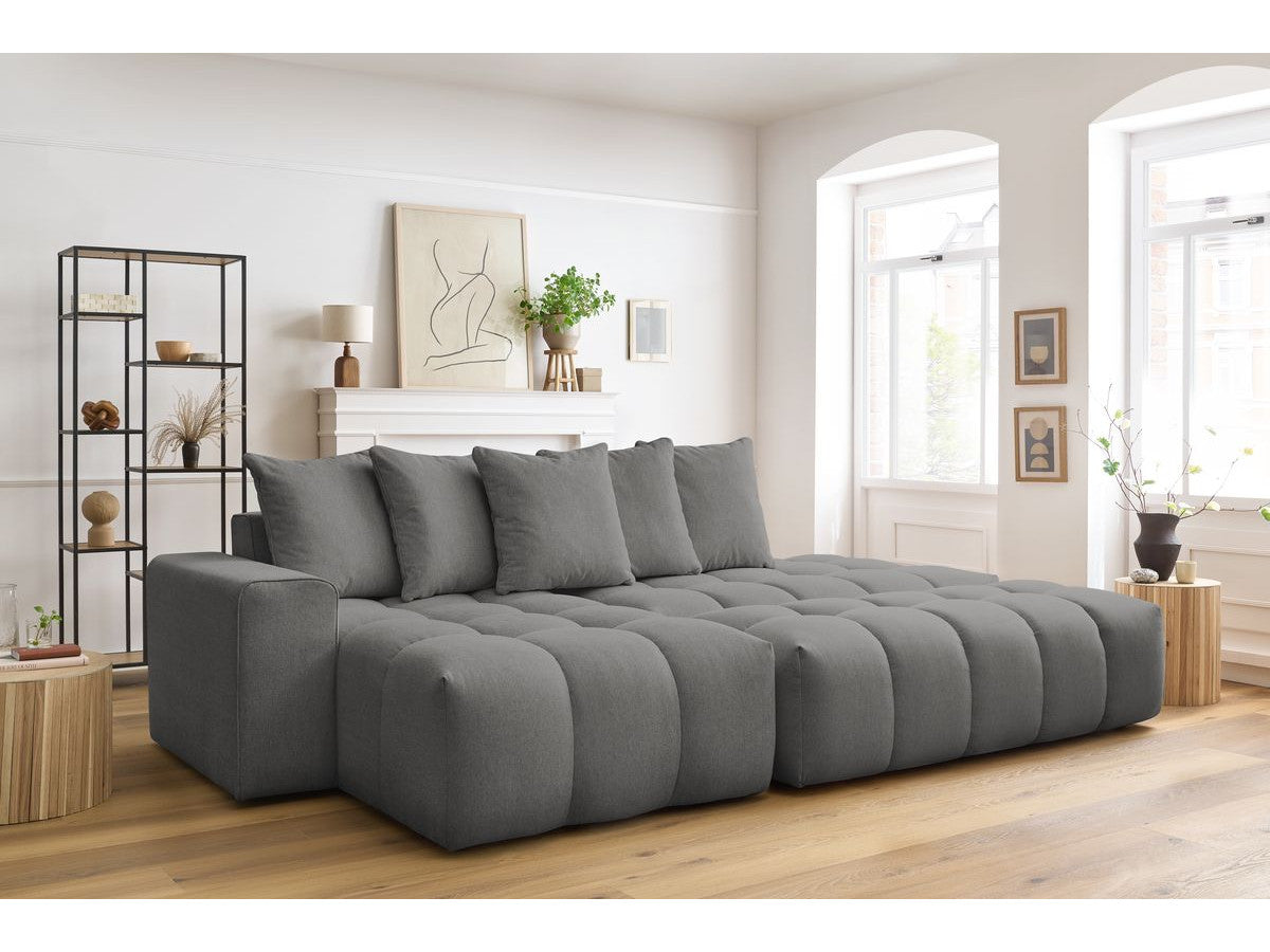 Canapé d'angle fixe MONT-BLANC tissu avec pouf