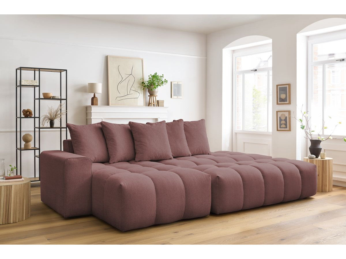 Canapé d'angle fixe MONT-BLANC tissu avec pouf