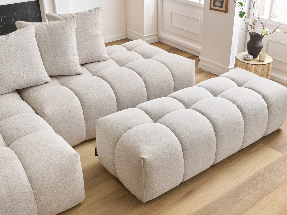 Canapé d'angle fixe MONT-BLANC tissu avec pouf