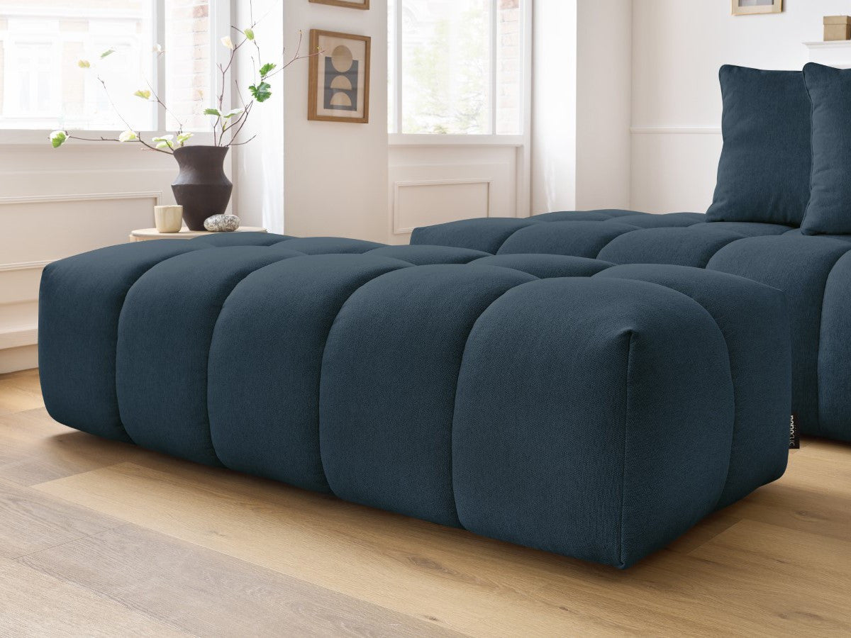 Canapé d'angle fixe MONT-BLANC tissu avec pouf