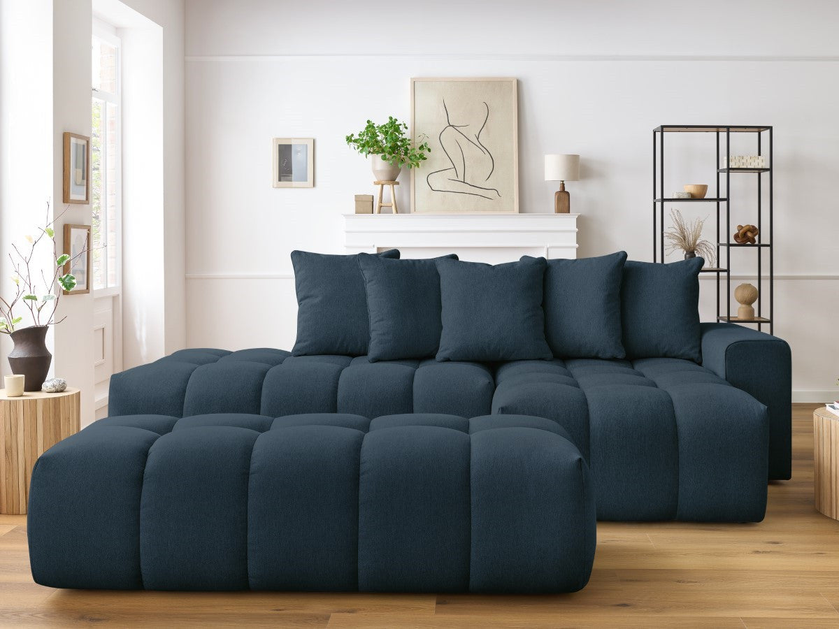 Canapé d'angle fixe MONT-BLANC tissu avec pouf