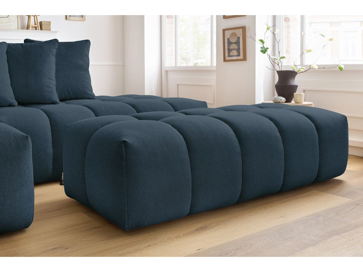 Canapé d'angle fixe MONT-BLANC tissu avec pouf