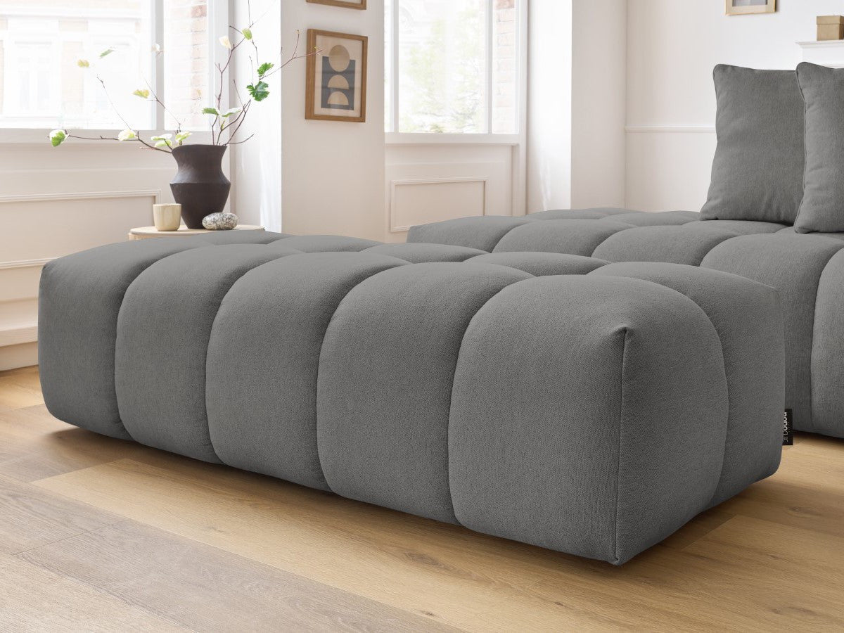 Canapé d'angle fixe MONT-BLANC tissu avec pouf