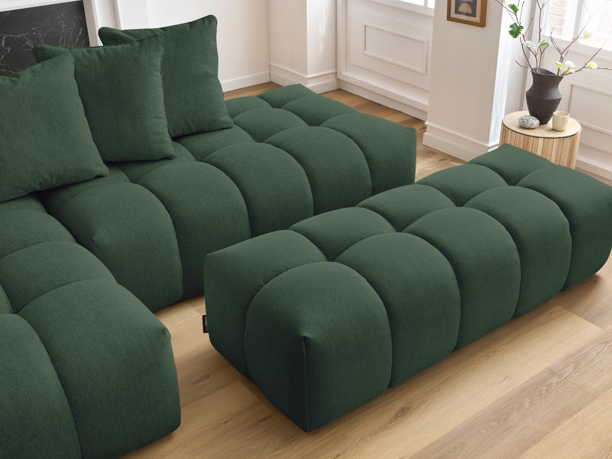 Canapé d'angle fixe MONT-BLANC tissu avec pouf