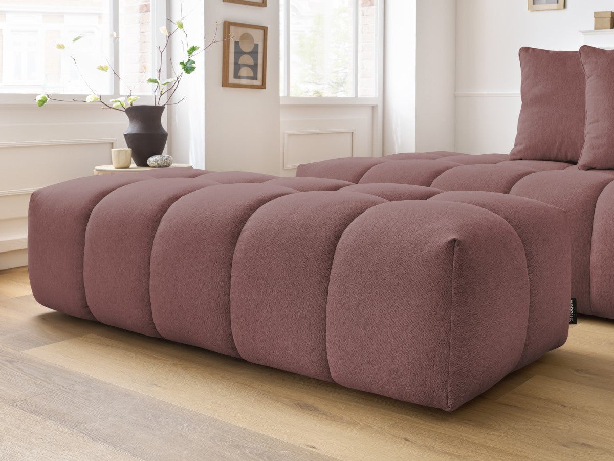 Canapé d'angle fixe MONT-BLANC tissu avec pouf