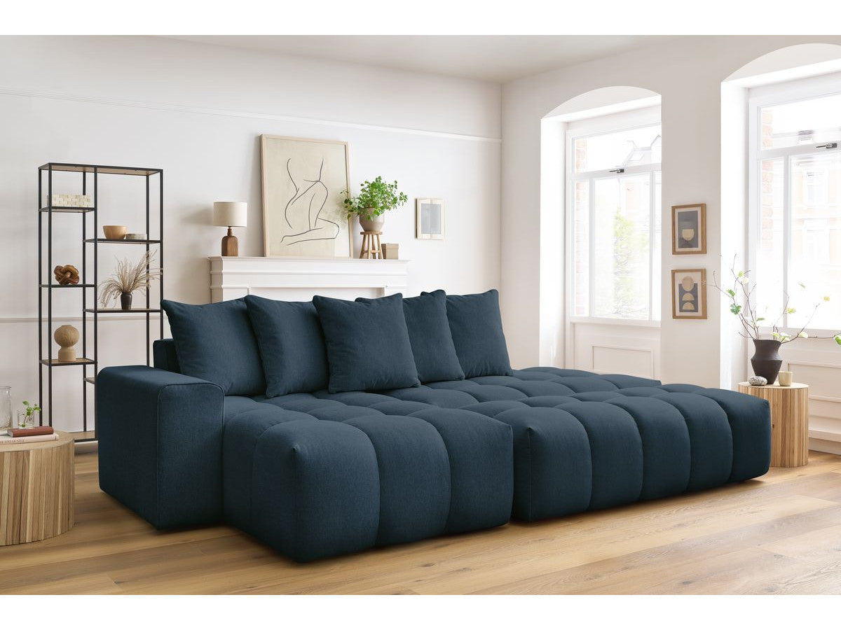 Canapé d'angle fixe MONT-BLANC tissu avec pouf