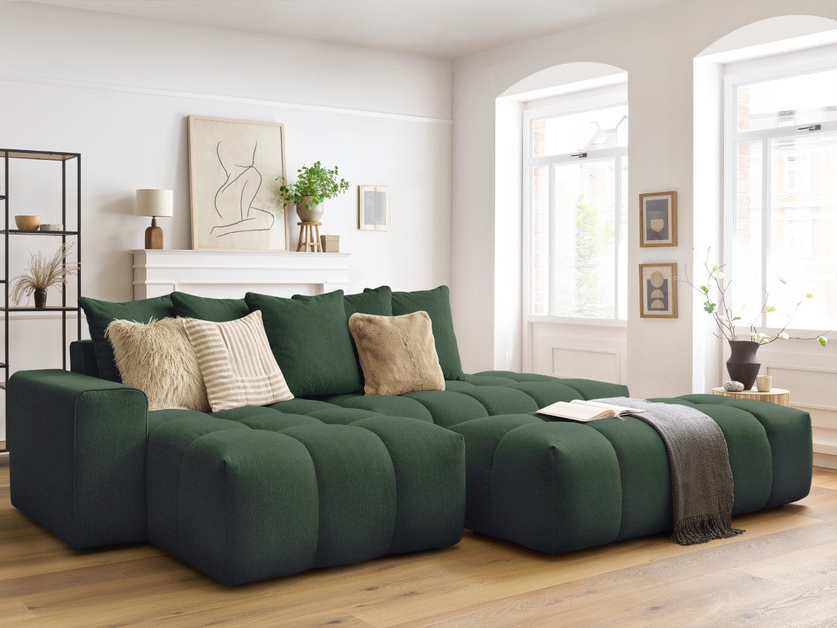 Canapé d'angle fixe MONT-BLANC tissu avec pouf