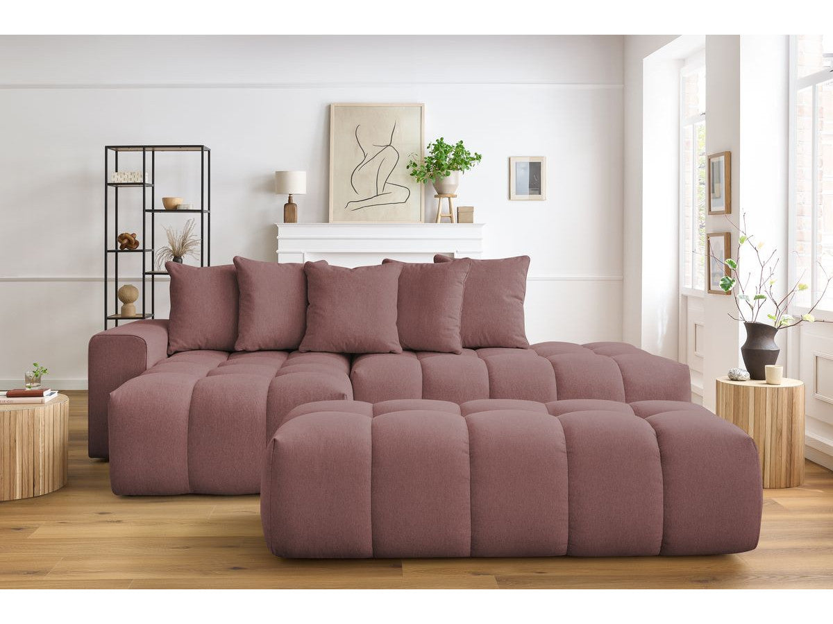 Canapé d'angle fixe MONT-BLANC tissu avec pouf