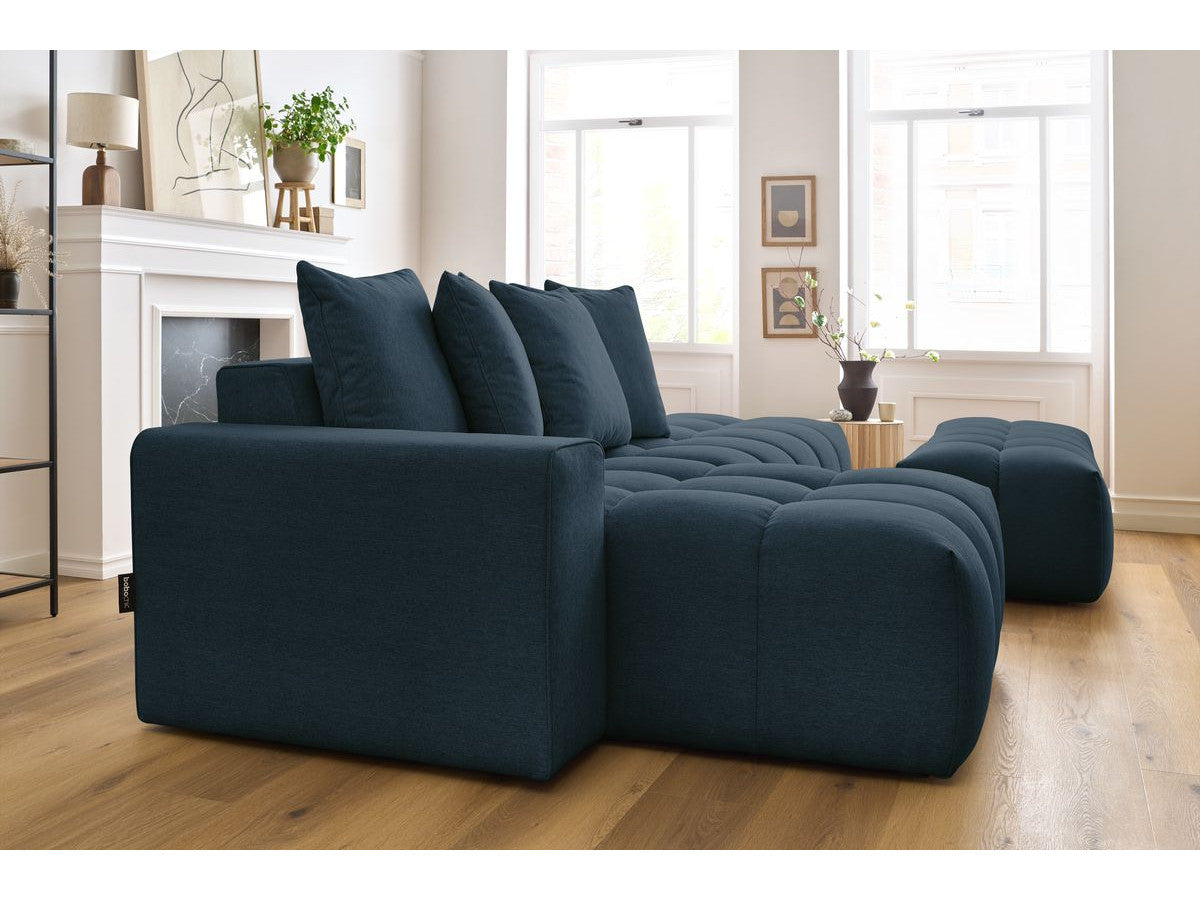 Canapé d'angle fixe MONT-BLANC tissu avec pouf