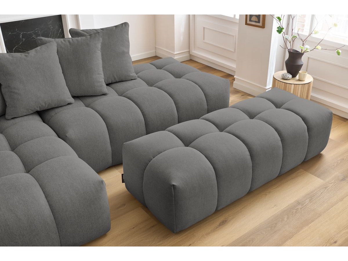Canapé d'angle fixe MONT-BLANC tissu avec pouf