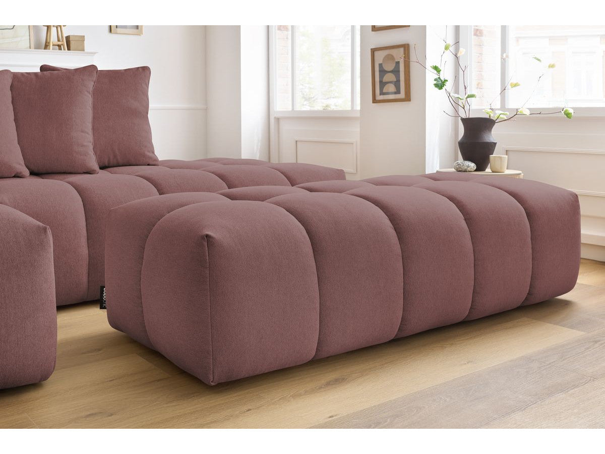Canapé d'angle fixe MONT-BLANC tissu avec pouf