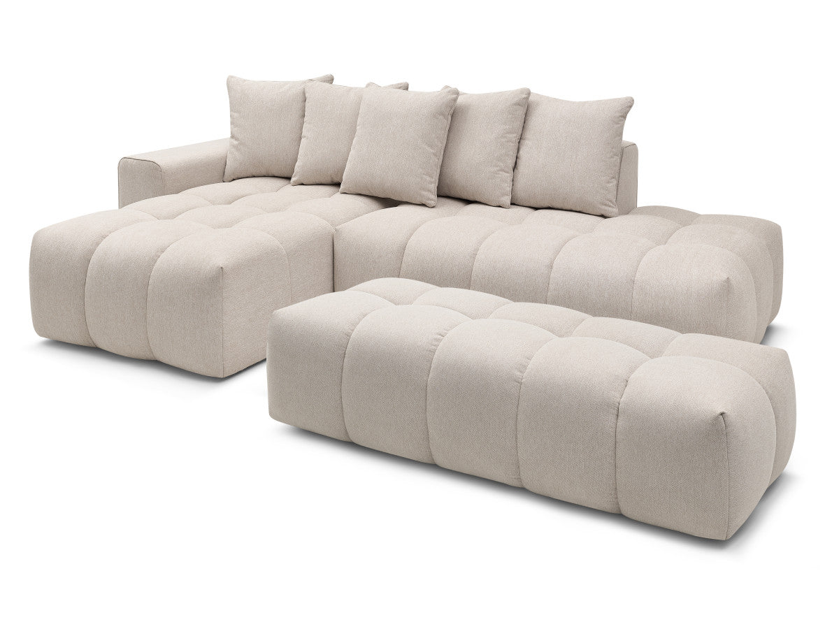 Canapé d'angle fixe MONT-BLANC tissu avec pouf