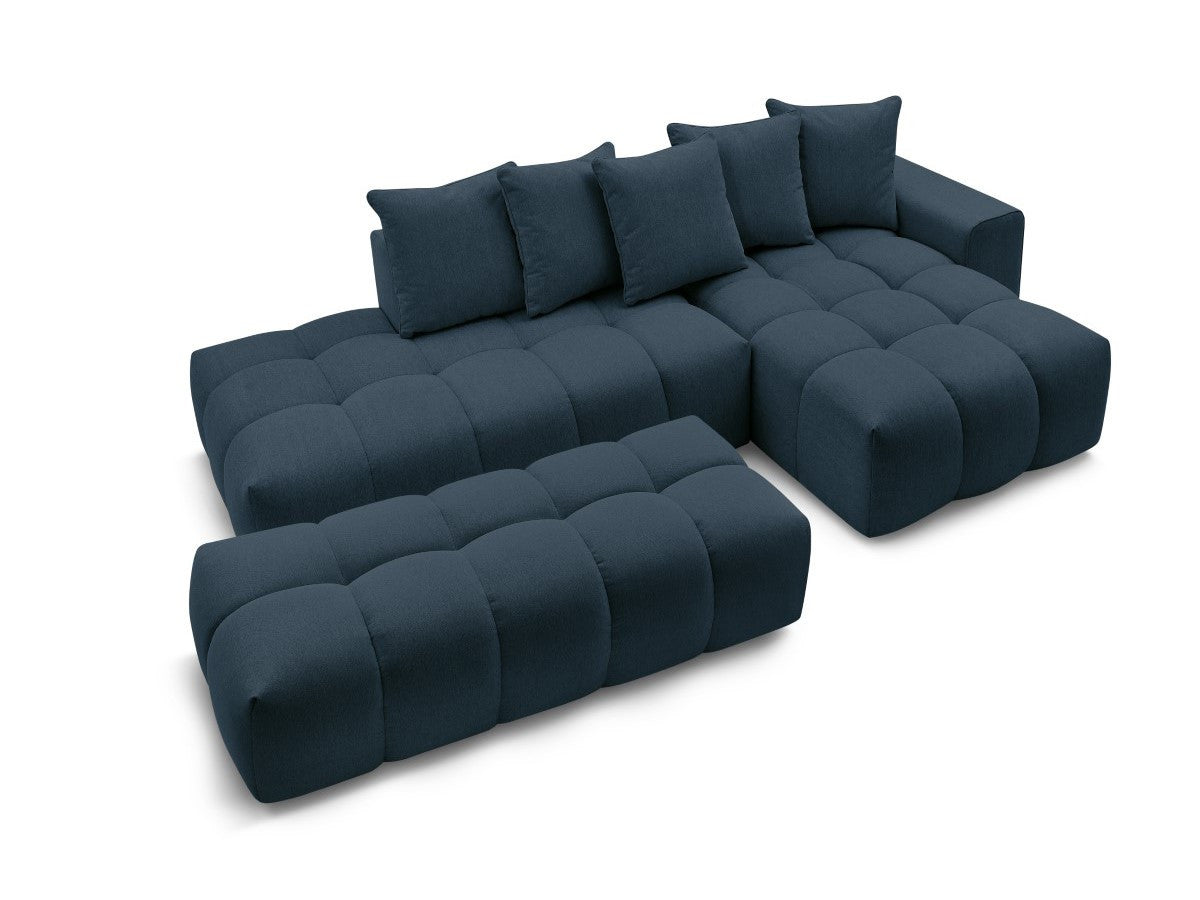 Canapé d'angle fixe MONT-BLANC tissu avec pouf