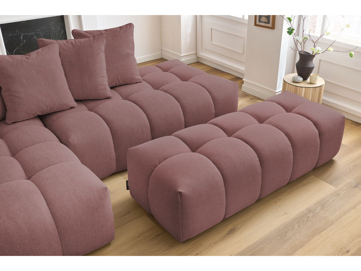 Canapé d'angle fixe MONT-BLANC tissu avec pouf