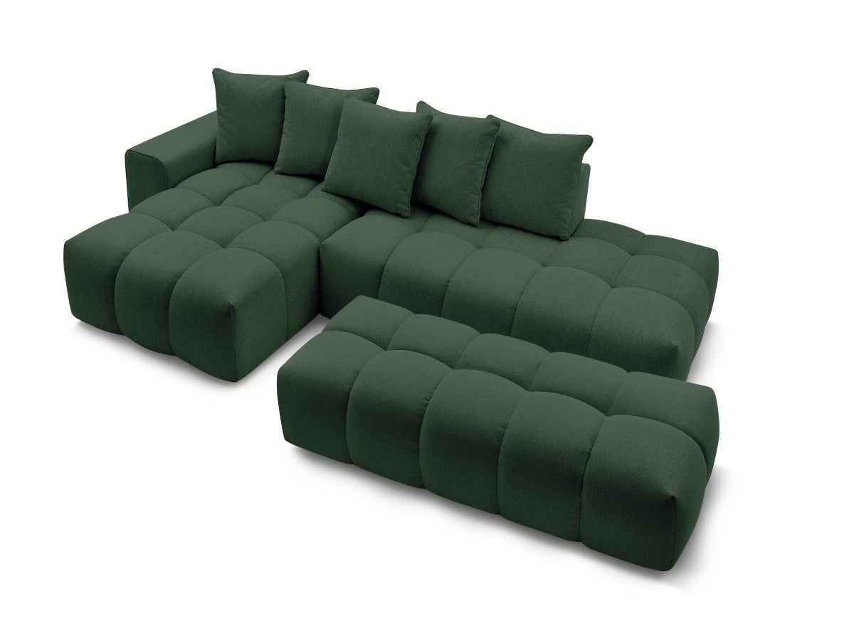 Canapé d'angle fixe MONT-BLANC tissu avec pouf
