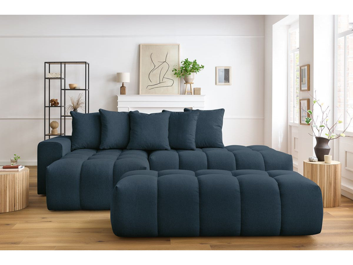 Canapé d'angle fixe MONT-BLANC tissu avec pouf