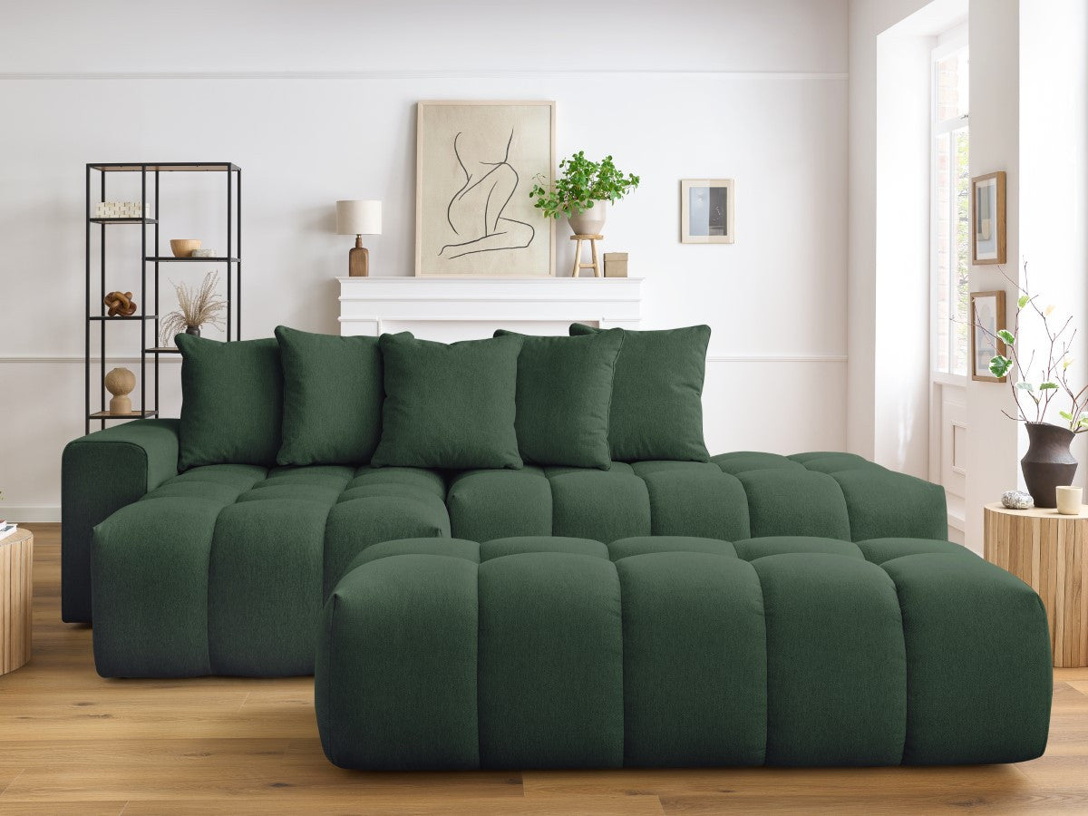 Canapé d'angle fixe MONT-BLANC tissu avec pouf