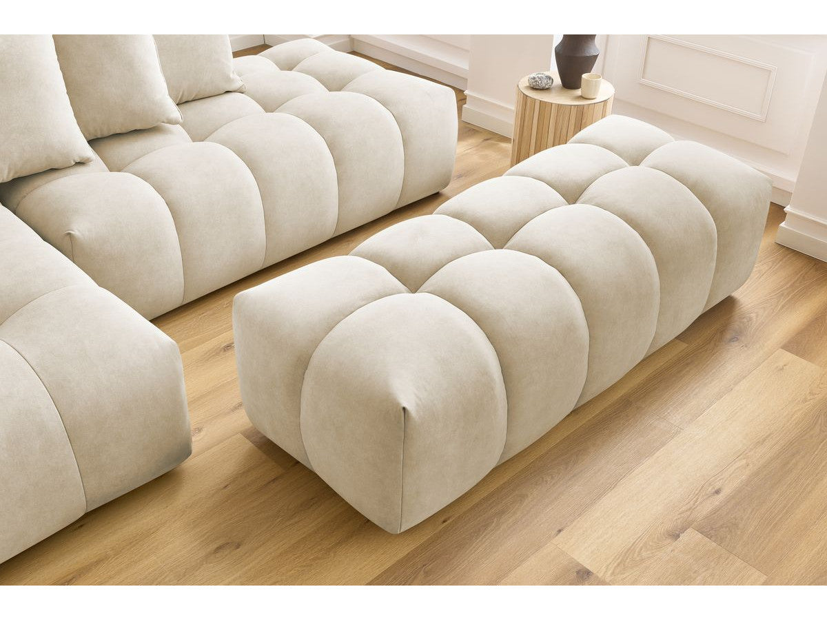 Canapé d'angle fixe MONT-BLANC velours avec pouf