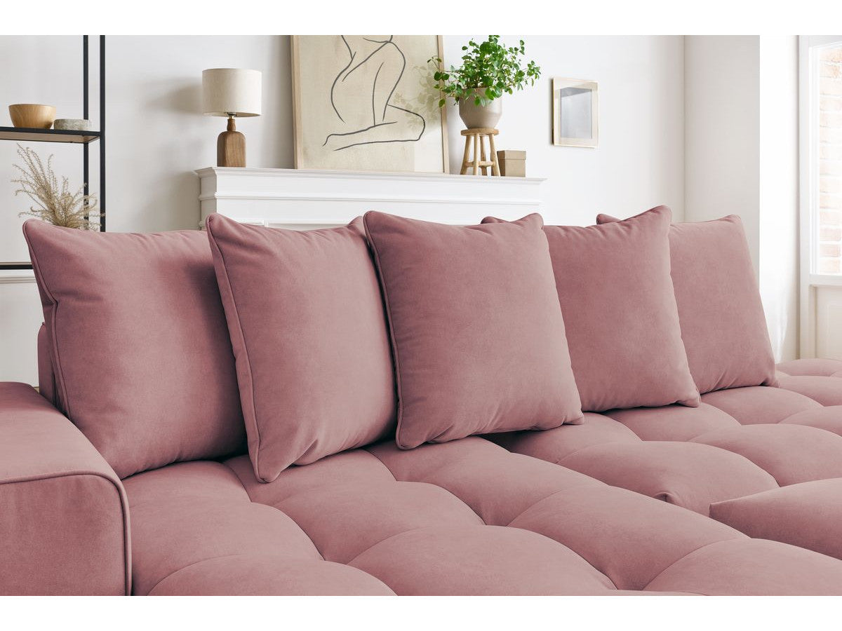 Canapé d'angle fixe MONT-BLANC velours avec pouf