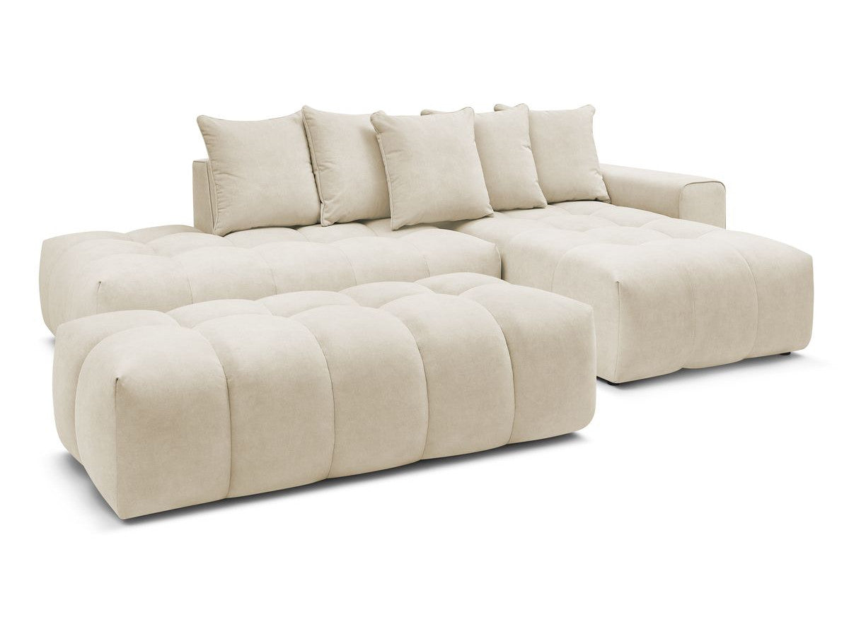 Canapé d'angle fixe MONT-BLANC velours avec pouf