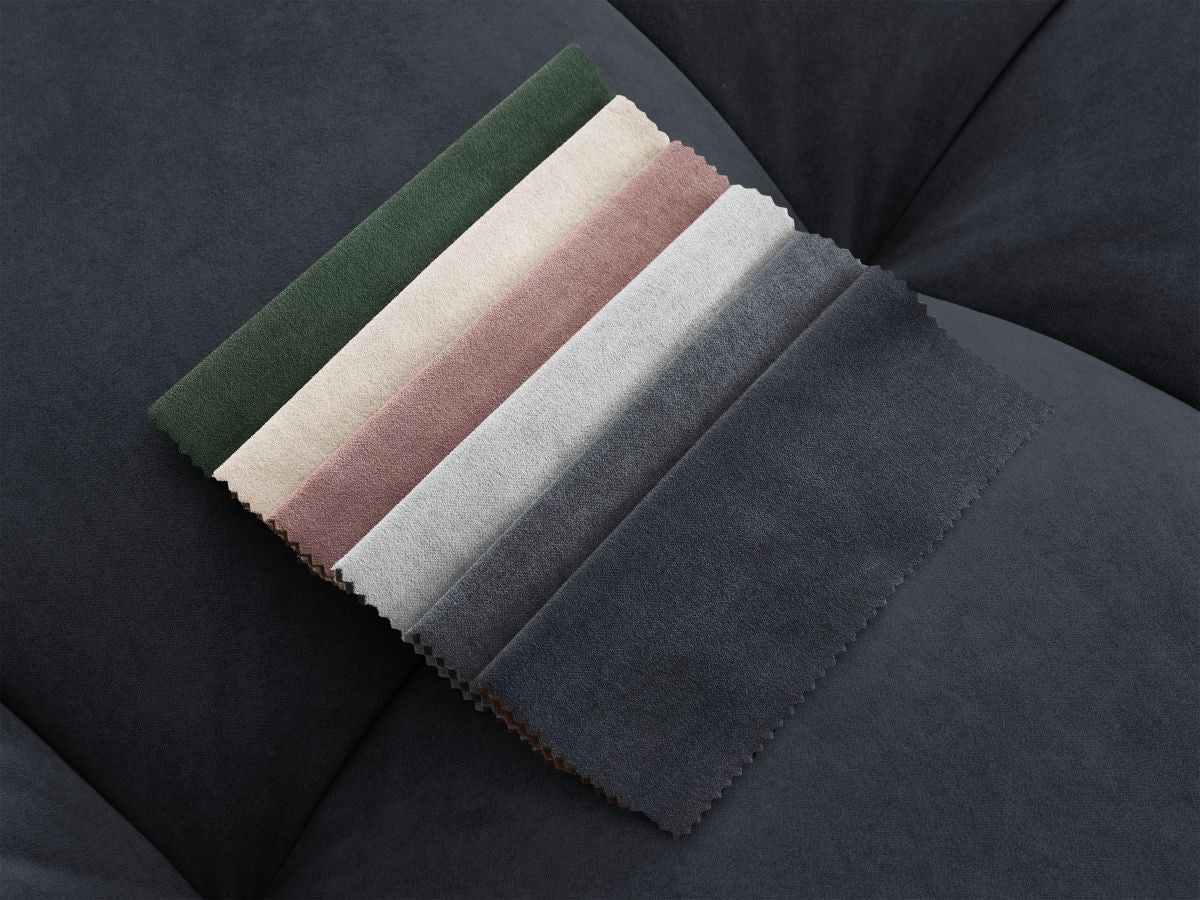 Canapé d'angle fixe MONT-BLANC velours avec pouf