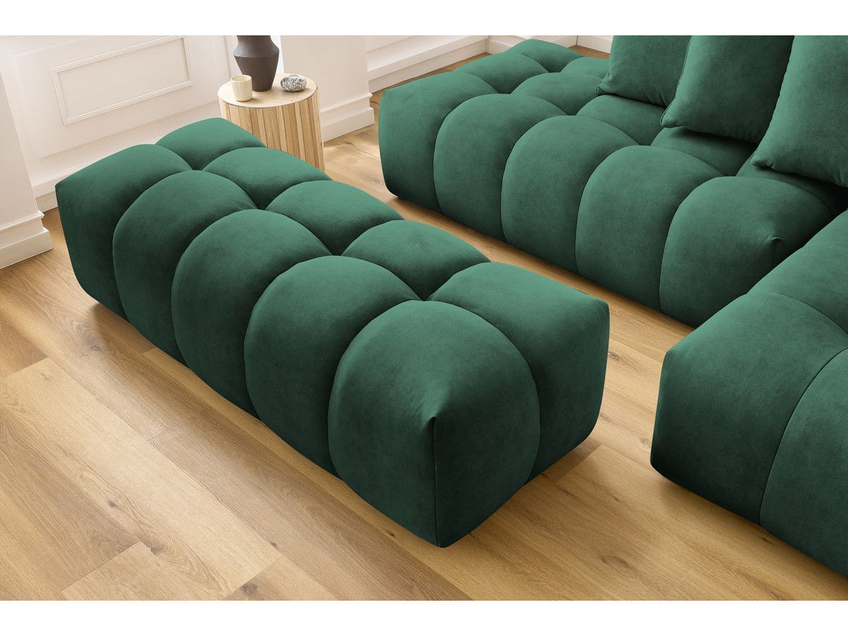 Canapé d'angle fixe MONT-BLANC velours avec pouf