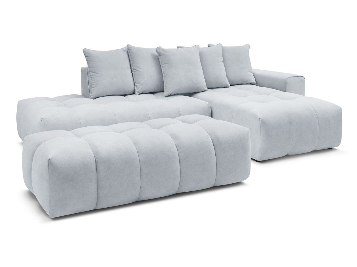 Canapé d'angle fixe MONT-BLANC velours avec pouf