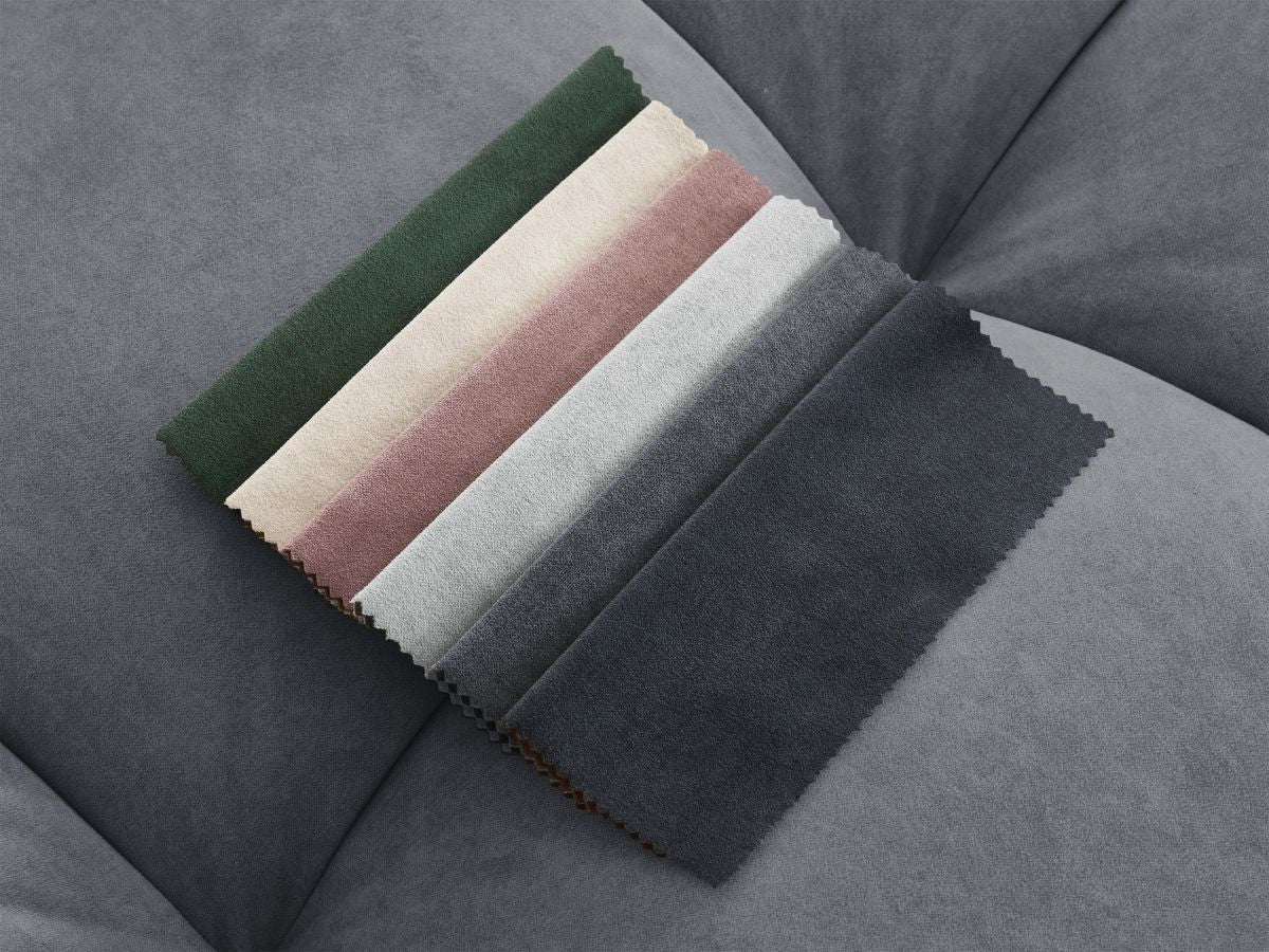 Canapé d'angle fixe MONT-BLANC velours avec pouf