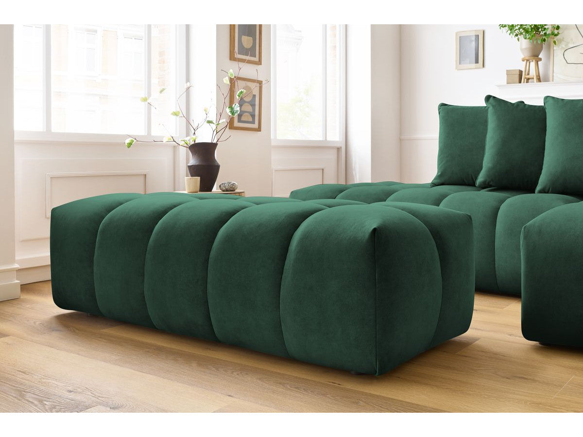 Canapé d'angle fixe MONT-BLANC velours avec pouf
