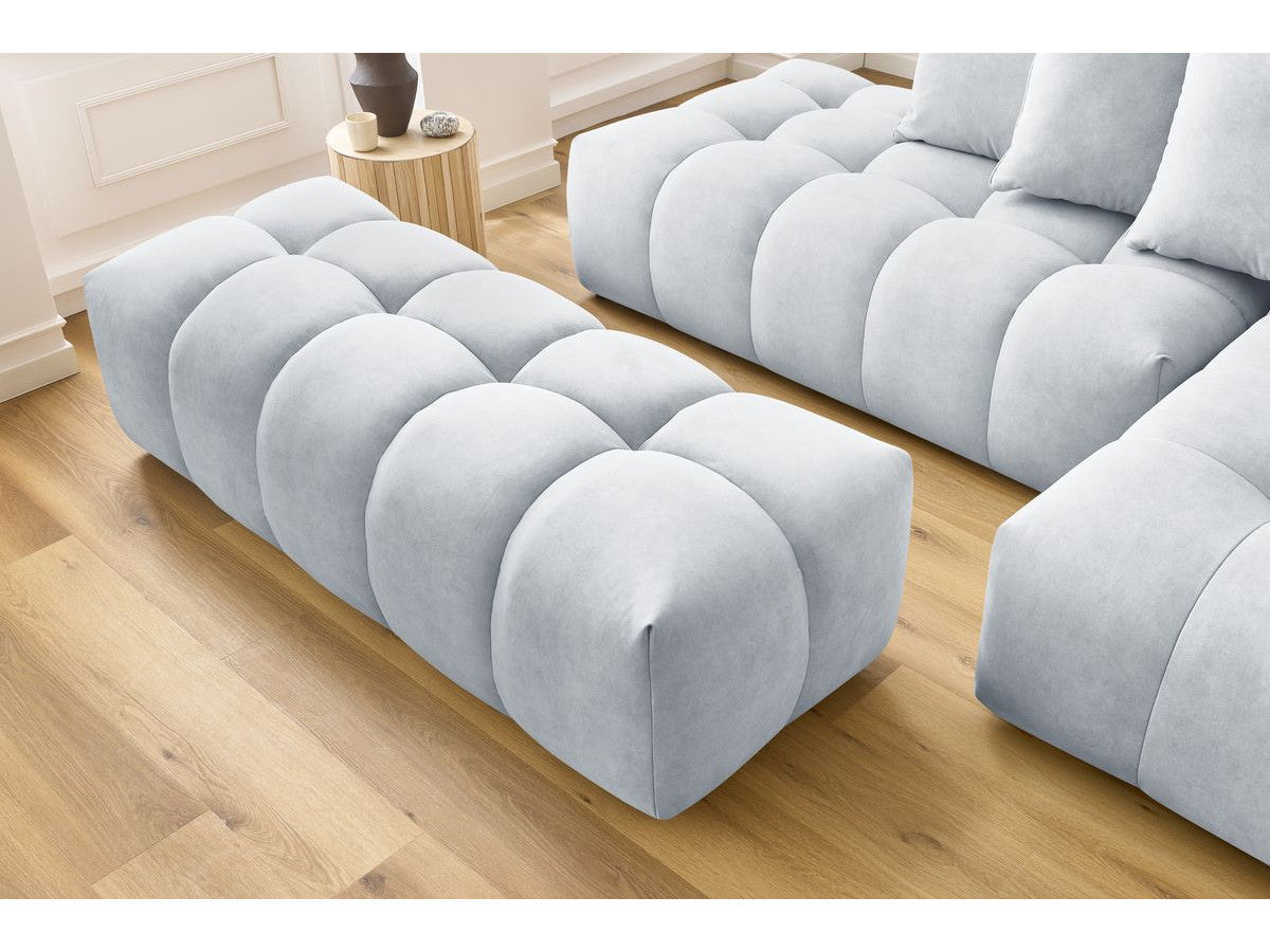 Canapé d'angle fixe MONT-BLANC velours avec pouf
