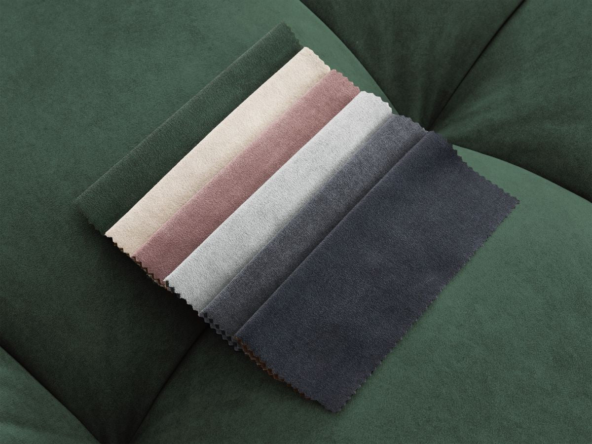 Canapé d'angle fixe MONT-BLANC velours avec pouf