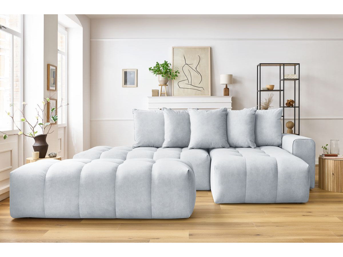 Canapé d'angle fixe MONT-BLANC velours avec pouf