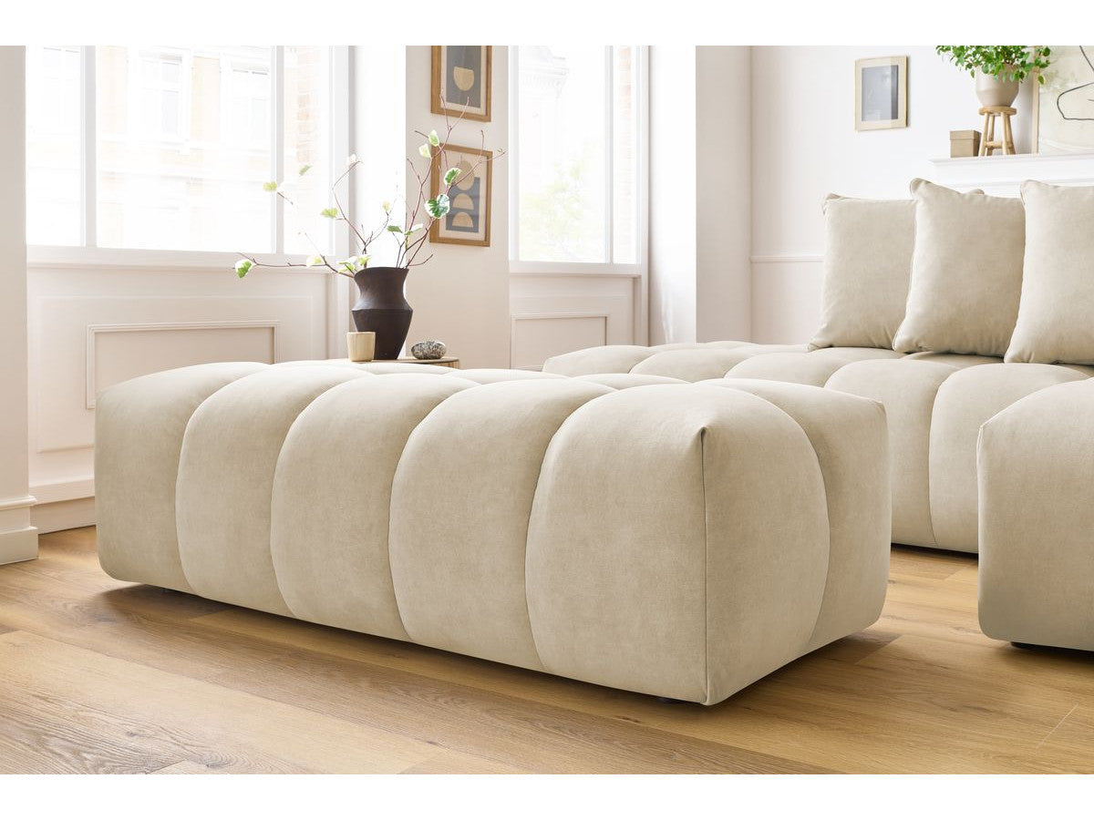 Canapé d'angle fixe MONT-BLANC velours avec pouf