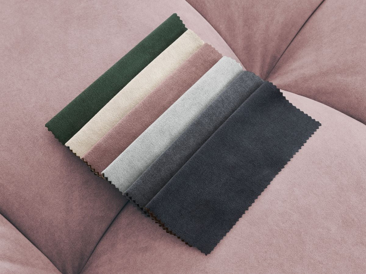 Canapé d'angle fixe MONT-BLANC velours avec pouf