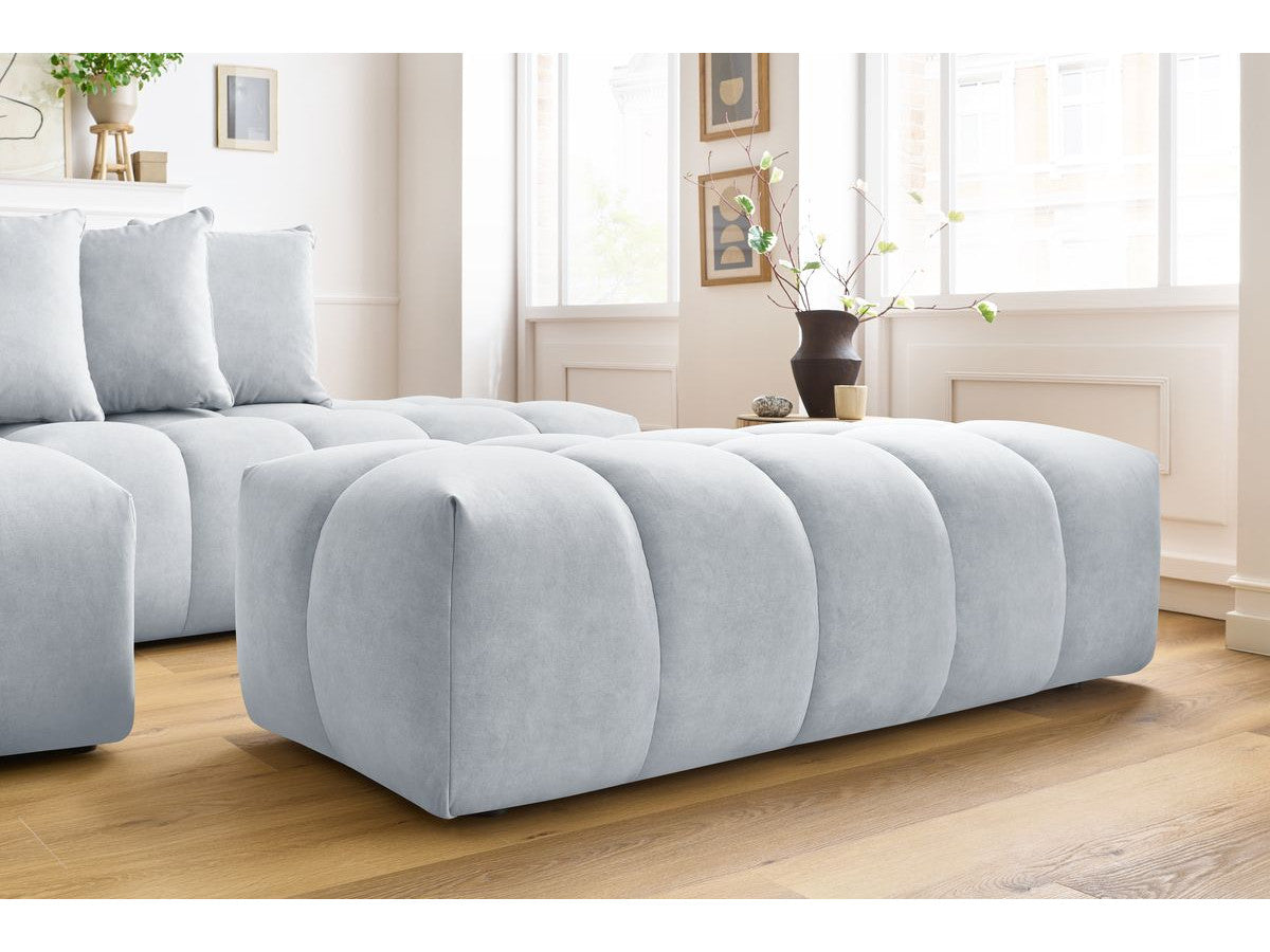 Canapé d'angle fixe MONT-BLANC velours avec pouf