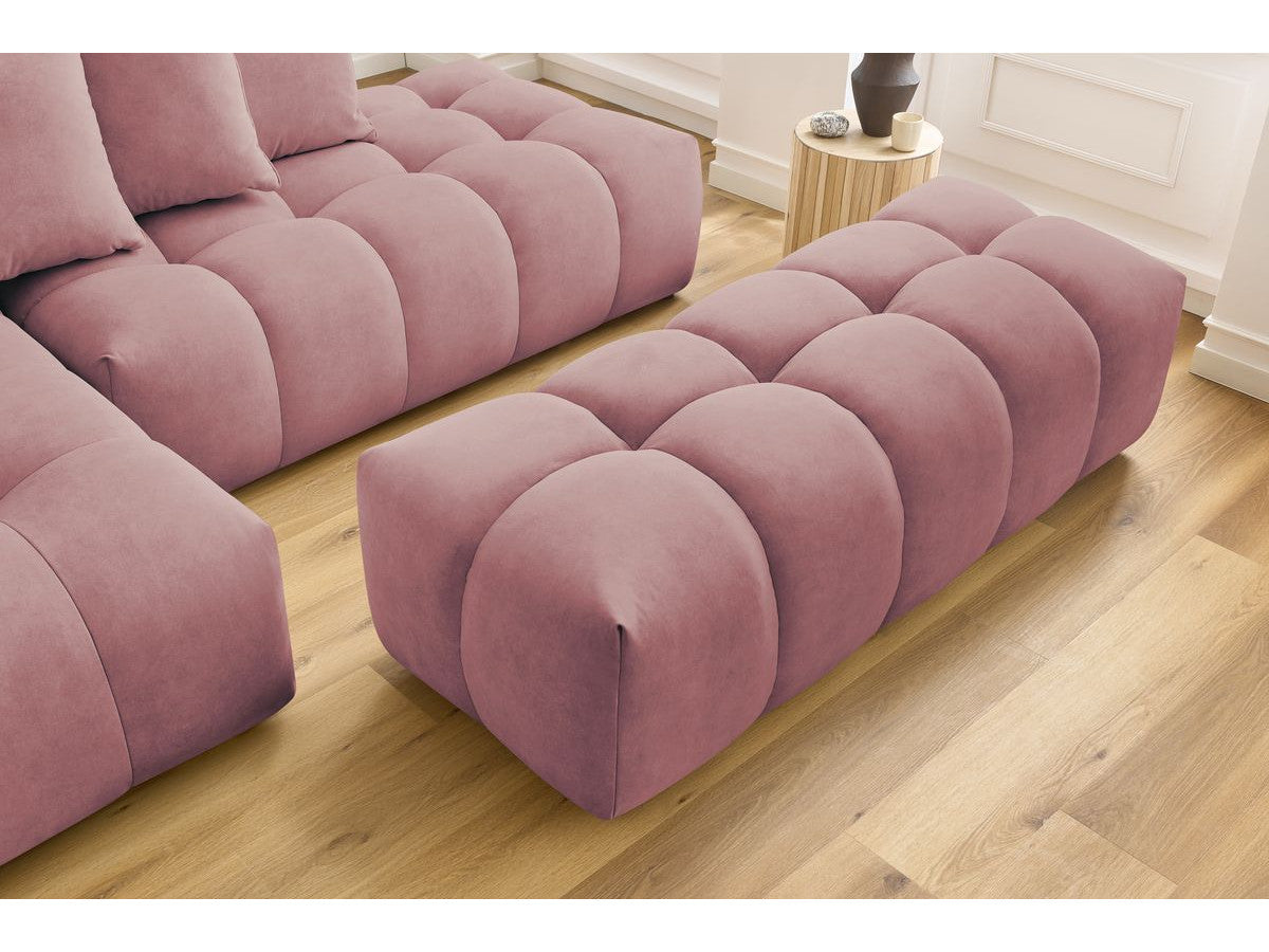 Canapé d'angle fixe MONT-BLANC velours avec pouf