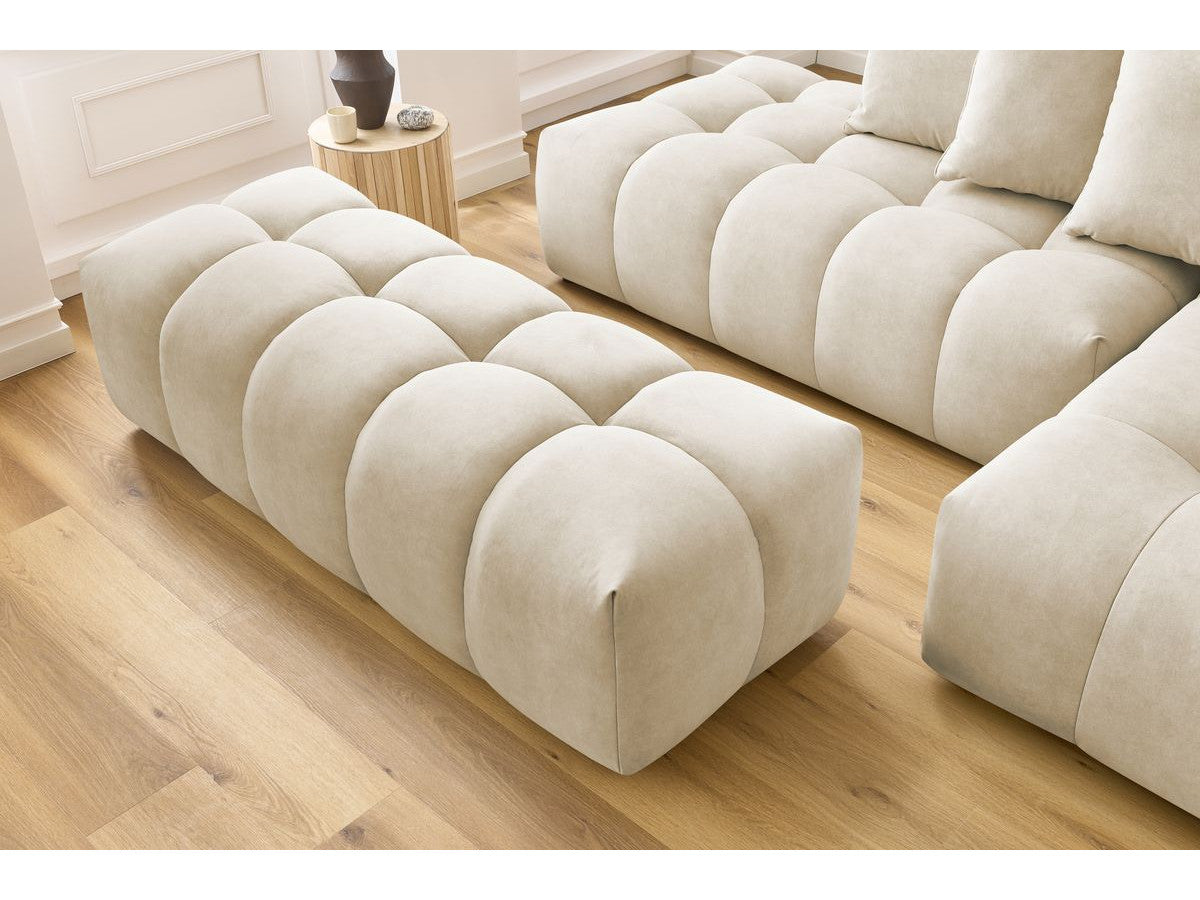 Canapé d'angle fixe MONT-BLANC velours avec pouf