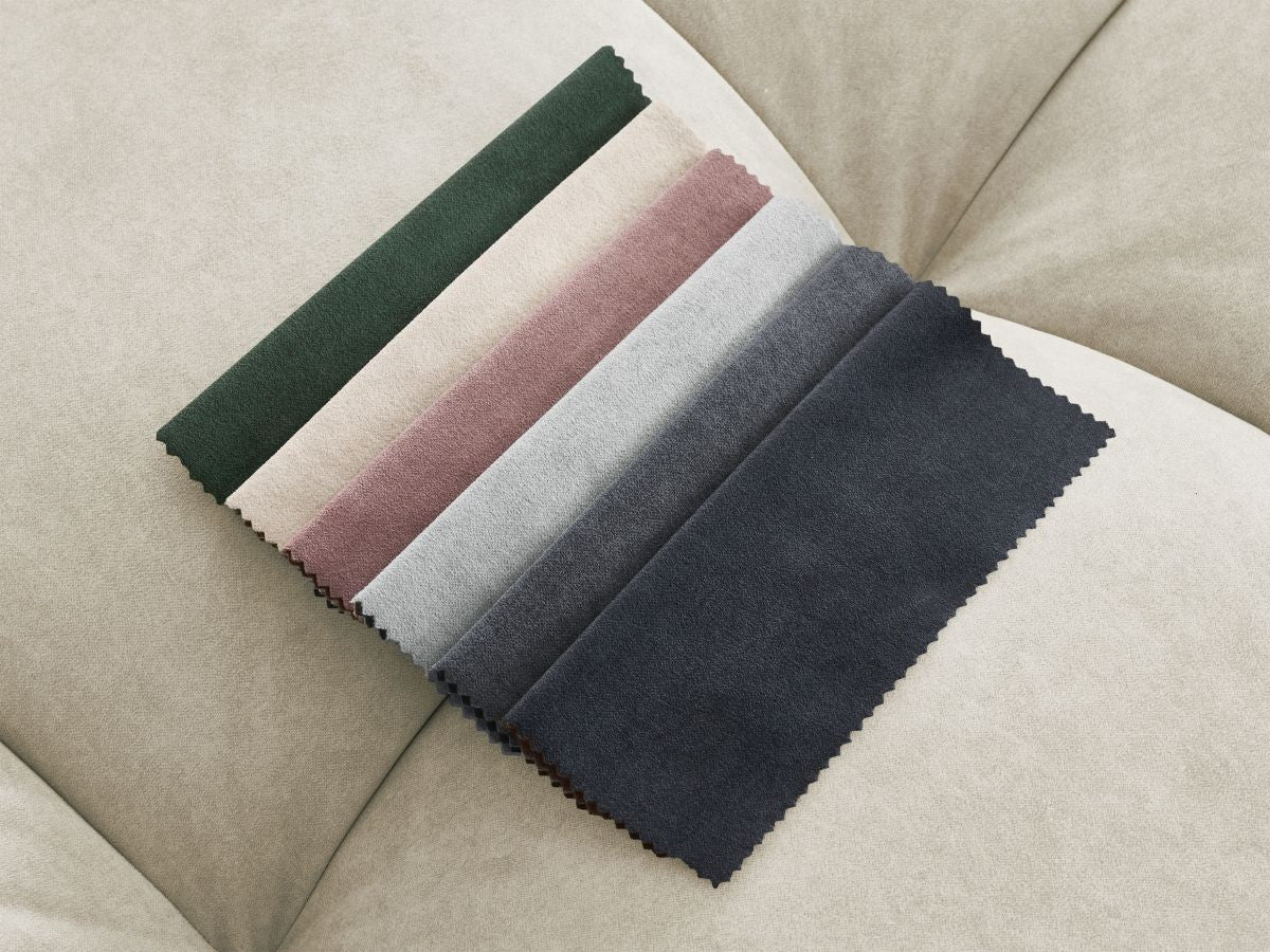 Canapé d'angle fixe MONT-BLANC velours avec pouf