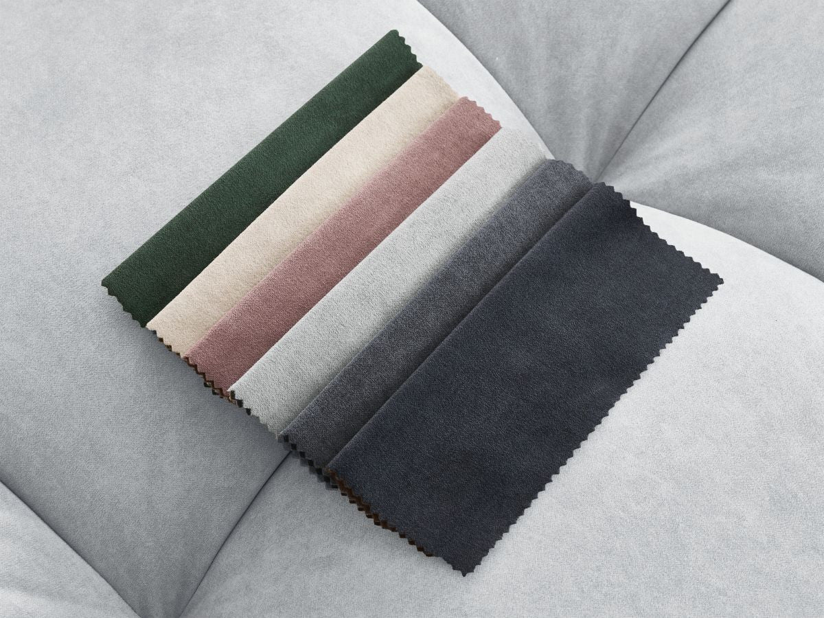 Canapé d'angle fixe MONT-BLANC velours avec pouf
