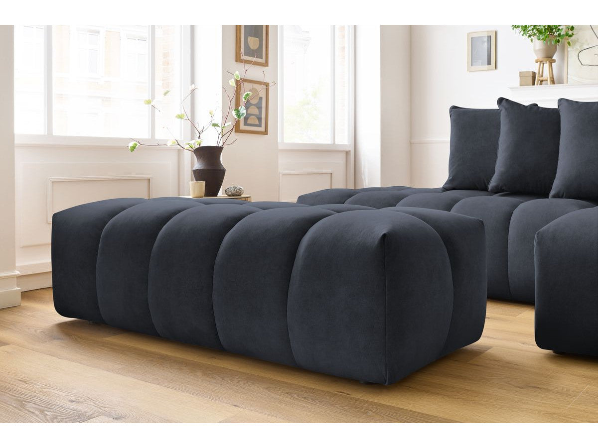 Canapé d'angle fixe MONT-BLANC velours avec pouf