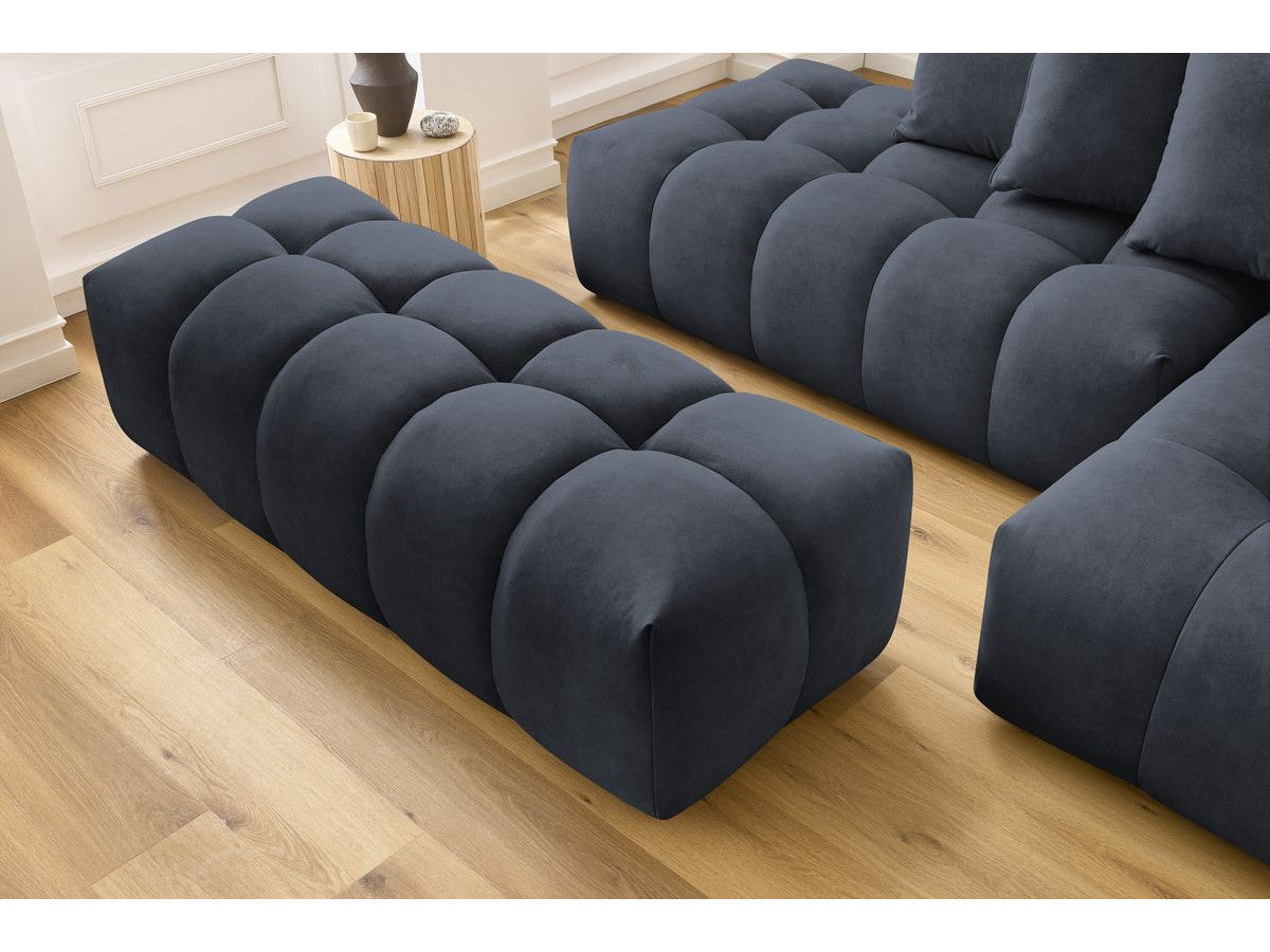 Canapé d'angle fixe MONT-BLANC velours avec pouf