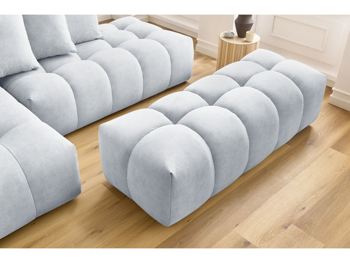 Canapé d'angle fixe MONT-BLANC velours avec pouf