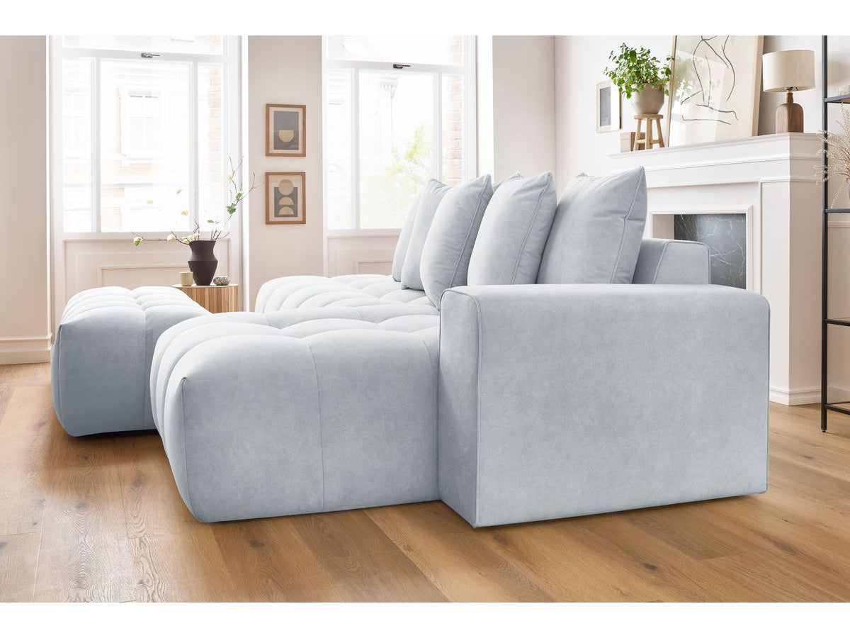 Canapé d'angle fixe MONT-BLANC velours avec pouf