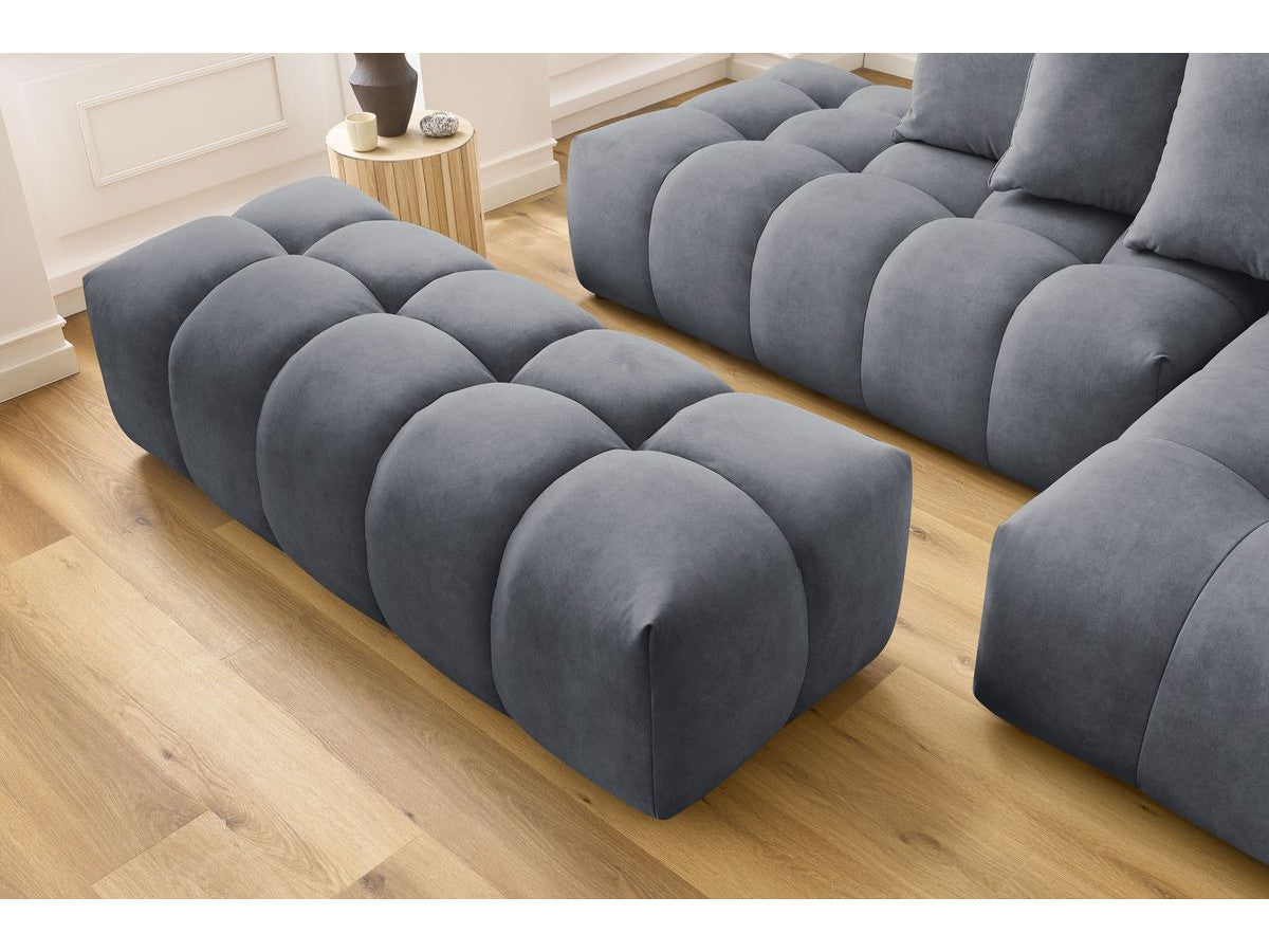 Canapé d'angle fixe MONT-BLANC velours avec pouf