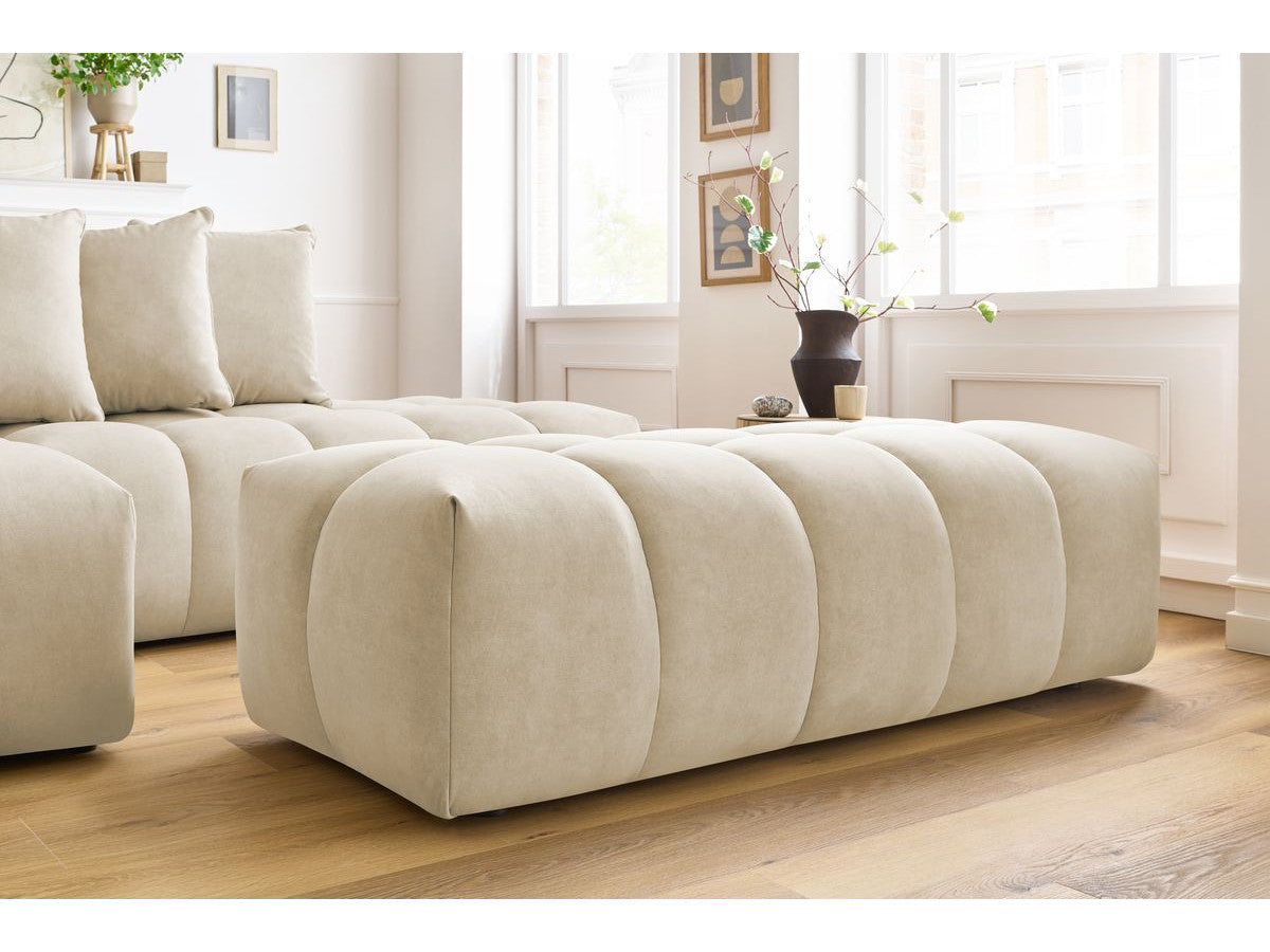 Canapé d'angle fixe MONT-BLANC velours avec pouf