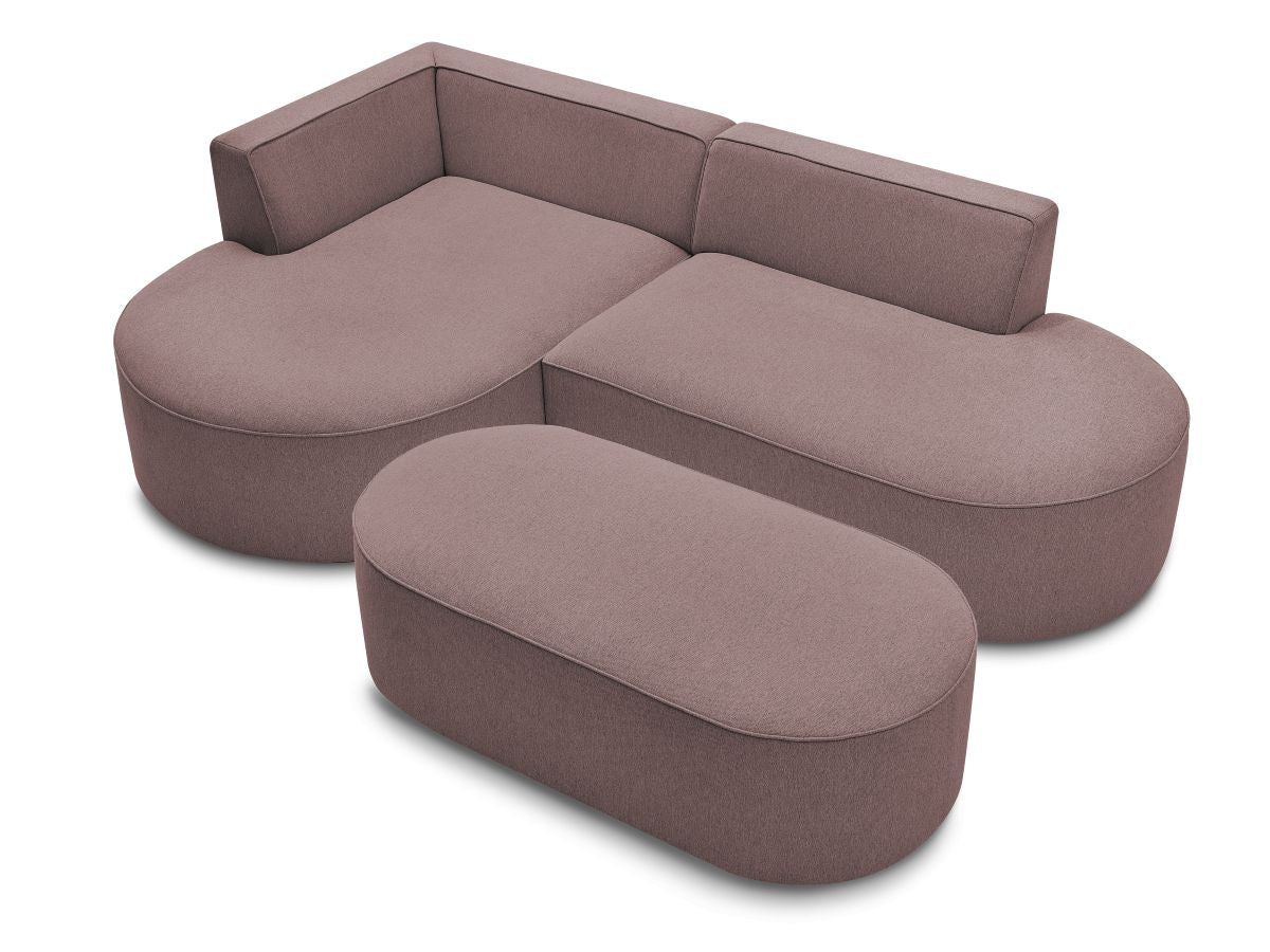 Canapé d'angle fixe ROUSSEAU tissu chiné avec pouf