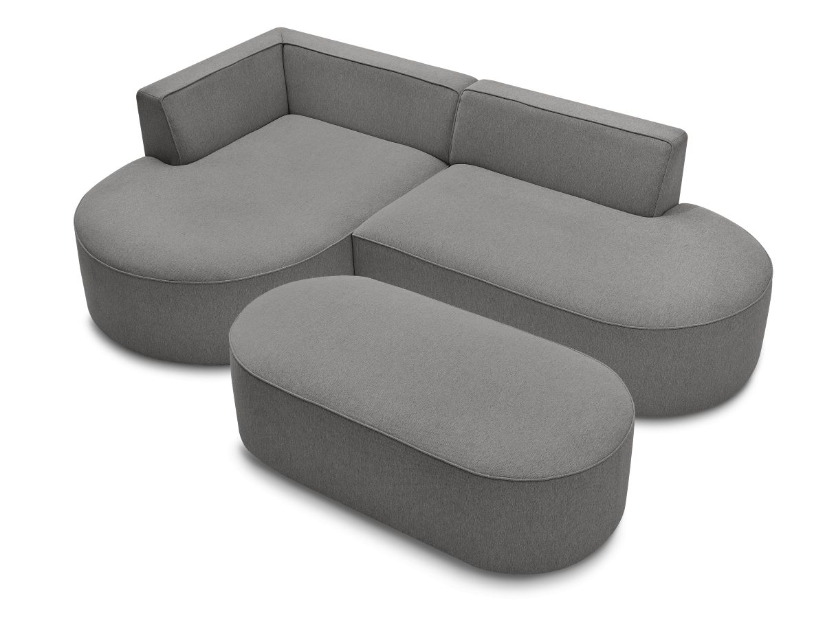 Canapé d'angle fixe ROUSSEAU tissu chiné avec pouf