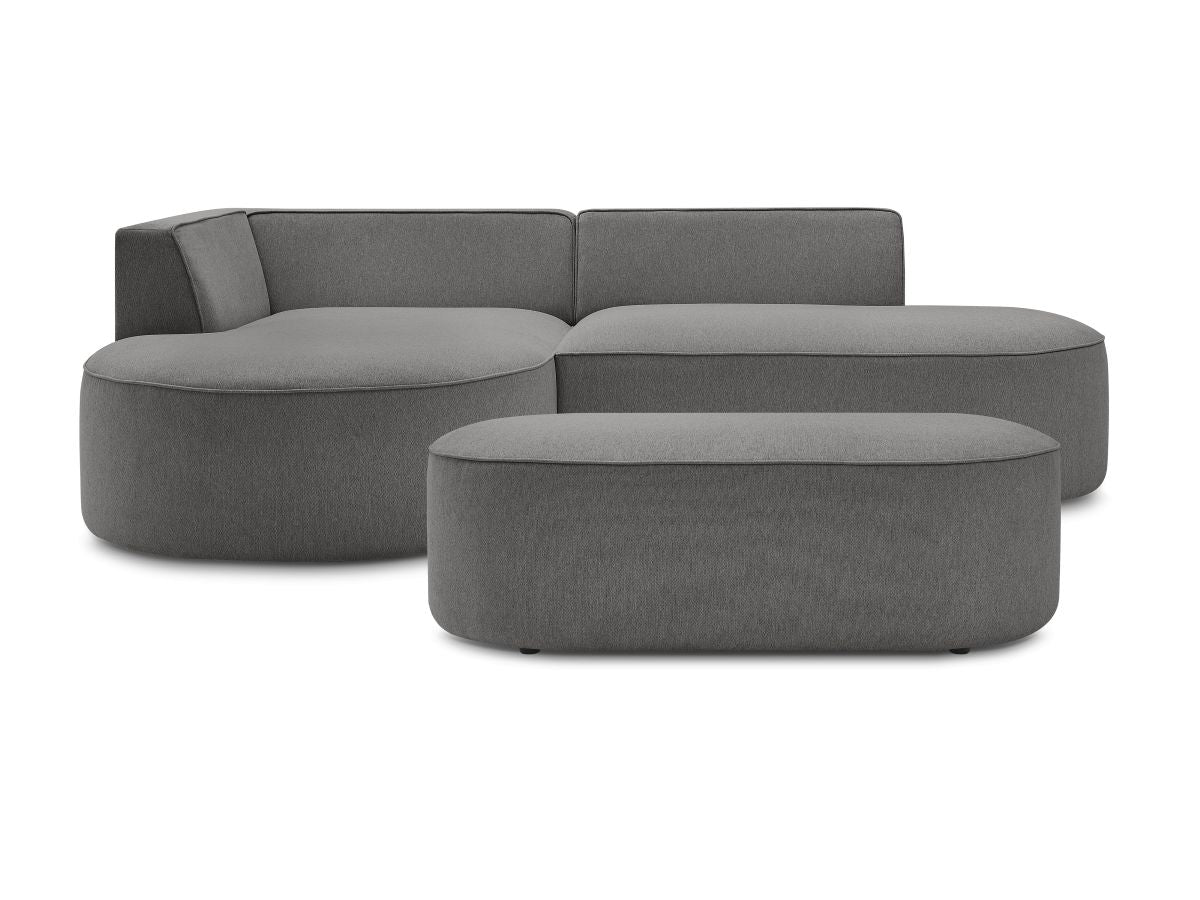 Canapé d'angle fixe ROUSSEAU tissu chiné avec pouf